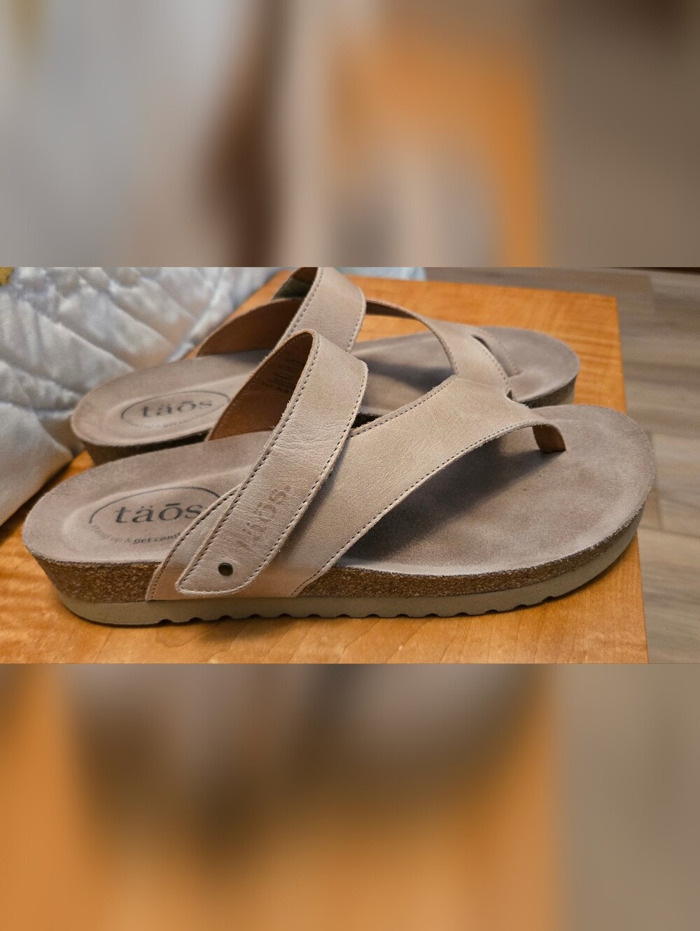 Taos Taupe Suede Slide Sandals - Picture 2 of 6